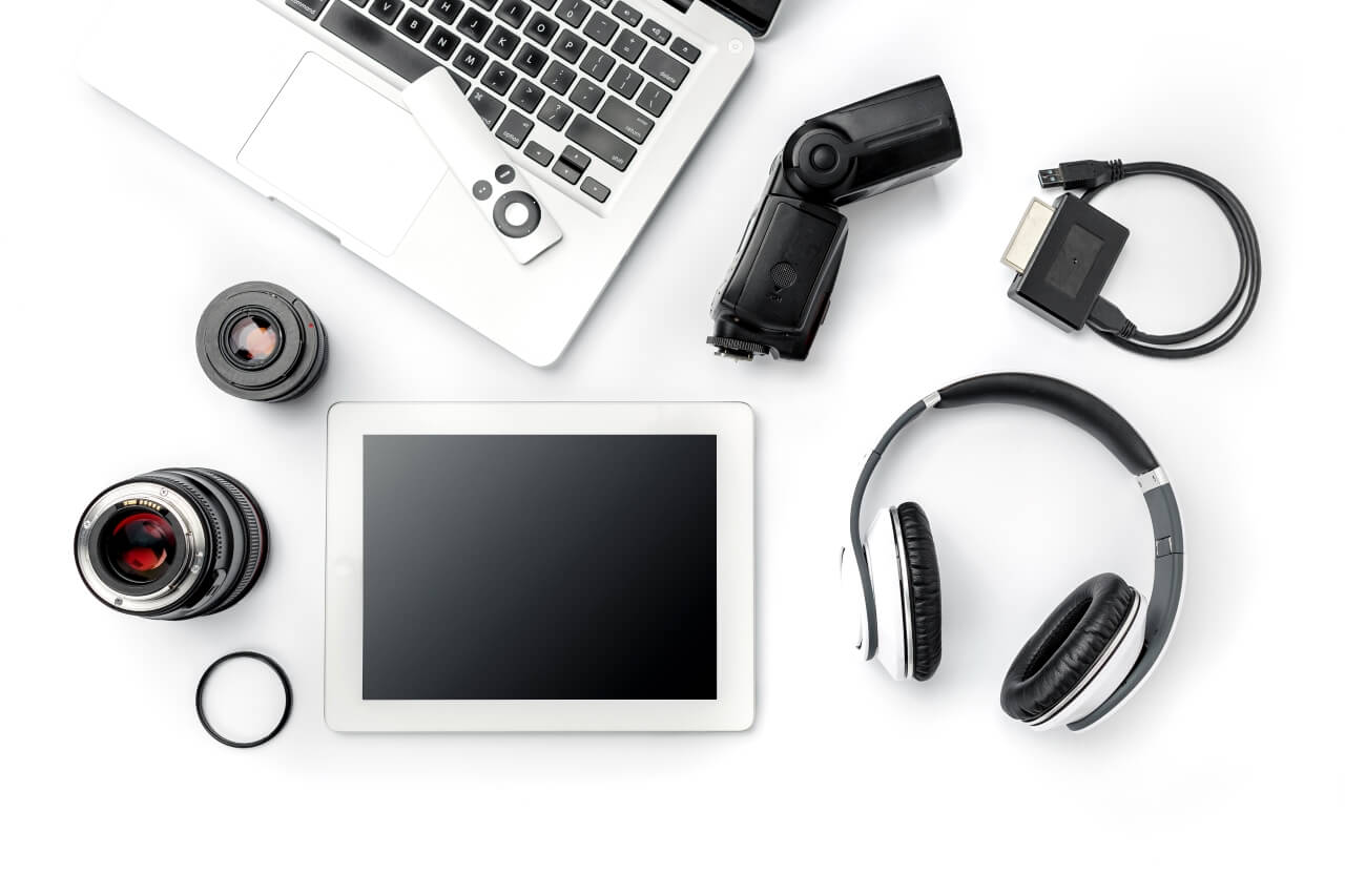 A selection of electronic devices with plastic injection molded components